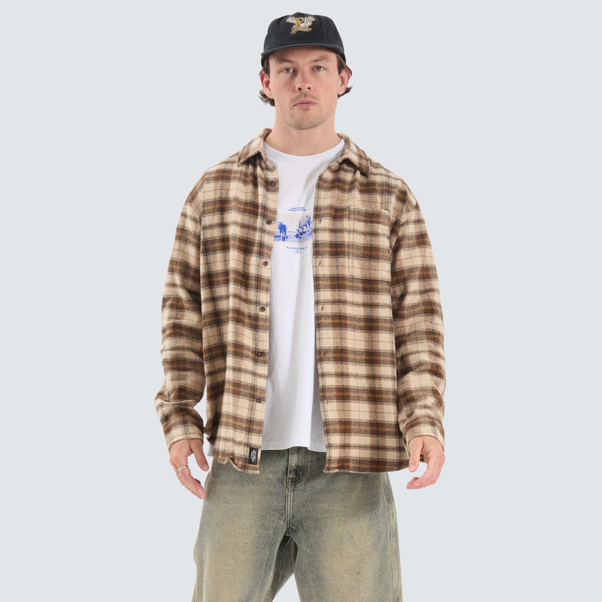 Thrills Mens Barrio Long Sleeve Flannel Shirt (Black)