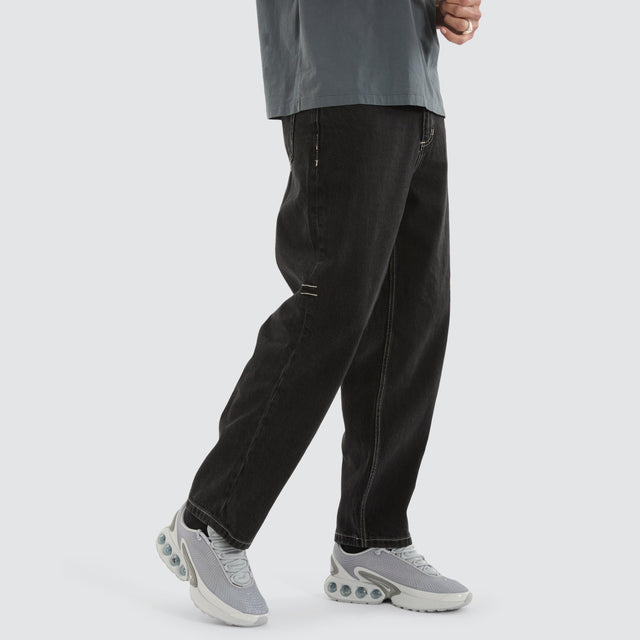 model wears Big Slacker Denim Jean Aged Black Pants Black - image 4