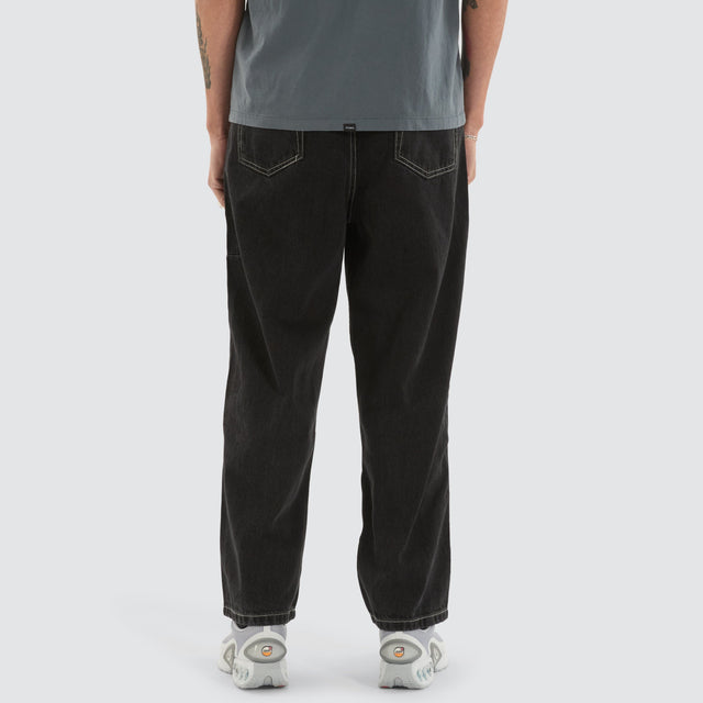 model wears Big Slacker Denim Jean Aged Black Pants Black - image 3