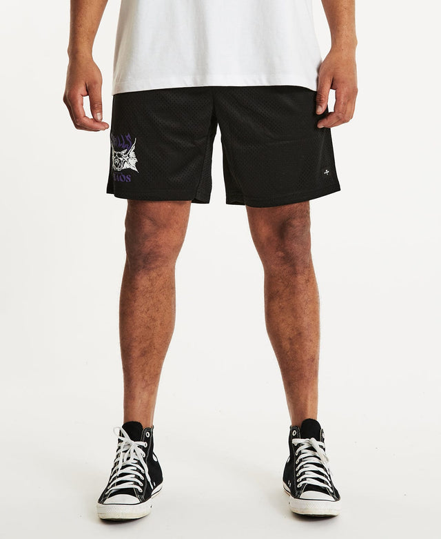 model wears Chaos Skull Mesh Short Black Shorts Black - image 1