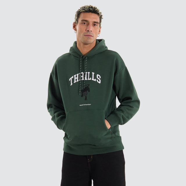 model wears Hard Knocks Slouch Hood Sycamore Hoodies Green - image 3