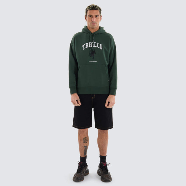 model wears Hard Knocks Slouch Hood Sycamore Hoodies Green - image 2