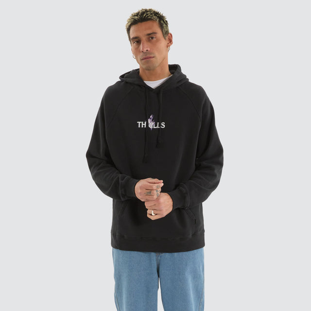 model wears In Bloom Raglan Pull On Hood Twilight Black Hoodies Black - image 1
