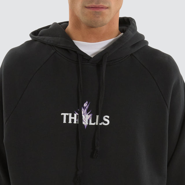 model wears In Bloom Raglan Pull On Hood Twilight Black Hoodies Black - image 2