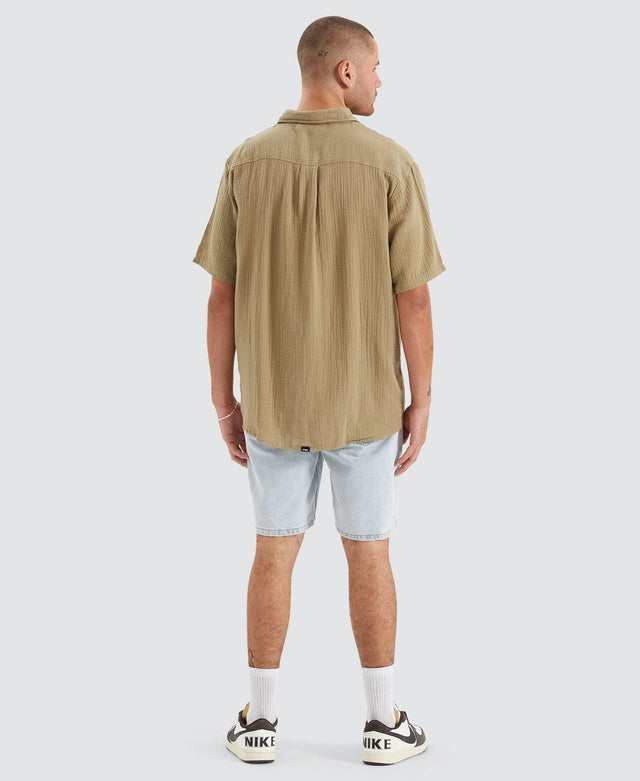 Thrills Minimal Thrills Seersucker Short Sleeve Shirt Khaki