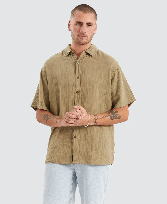 Thrills Minimal Thrills Seersucker Short Sleeve Shirt Khaki