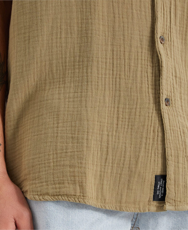 Thrills Minimal Thrills Seersucker Short Sleeve Shirt Khaki