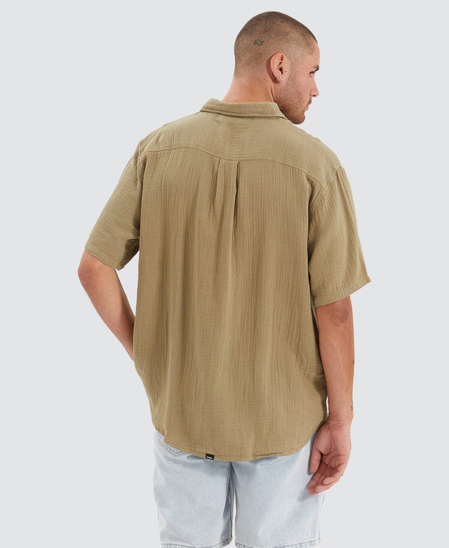 Thrills Minimal Thrills Seersucker Short Sleeve Shirt Khaki