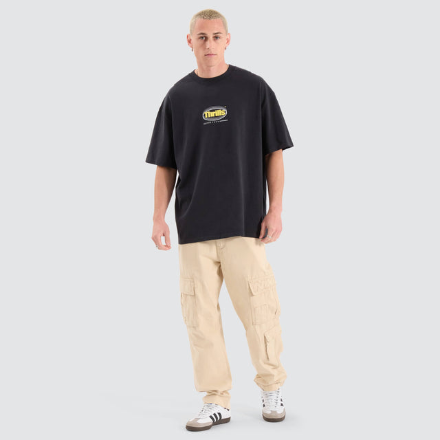 model wears Modern Spiritualism Box Fit Oversized Tee Black T-Shirts Black - image 6