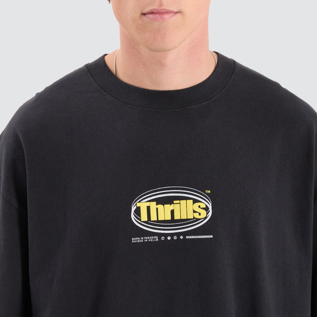 model wears Modern Spiritualism Box Fit Oversized Tee Black T-Shirts Black - image 2