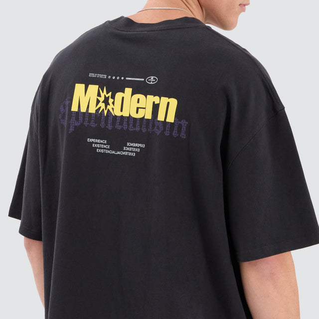 model wears Modern Spiritualism Box Fit Oversized Tee Black T-Shirts Black - image 4