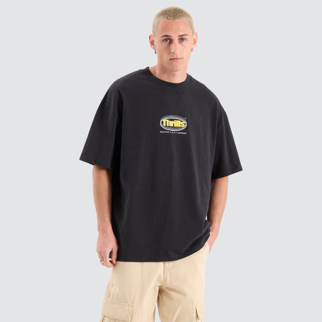 model wears Modern Spiritualism Box Fit Oversized Tee Black T-Shirts Black - image 5
