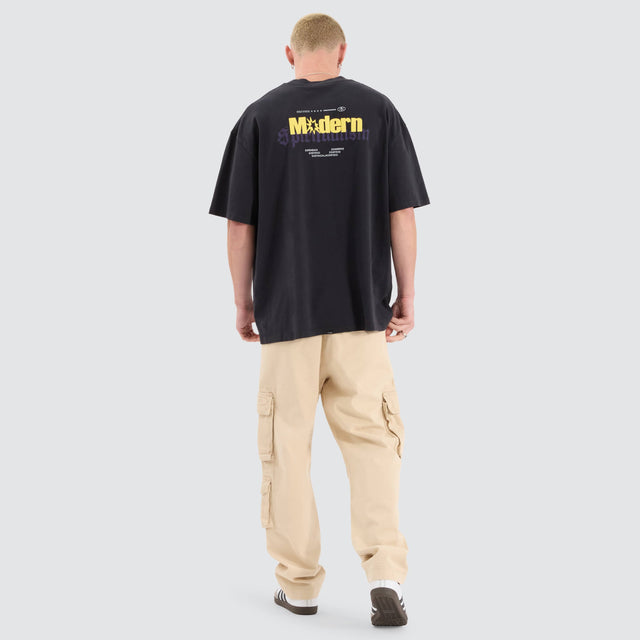 model wears Modern Spiritualism Box Fit Oversized Tee Black T-Shirts Black - image 3