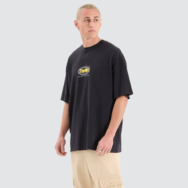 model wears Modern Spiritualism Box Fit Oversized Tee Black T-Shirts Black - image 7