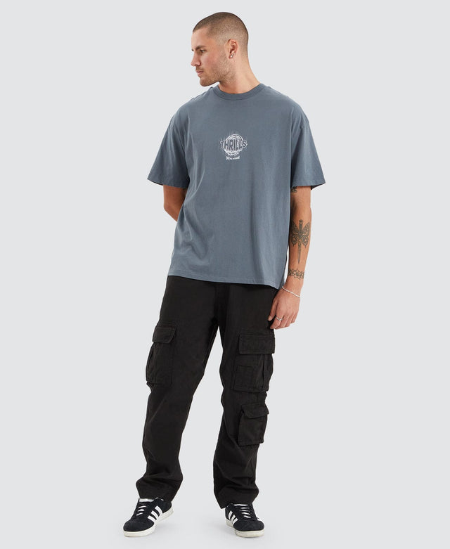 model wears Spectral Static Box Fit Oversize T-Shirt Dark Slate Grey T-Shirts Grey - image 5