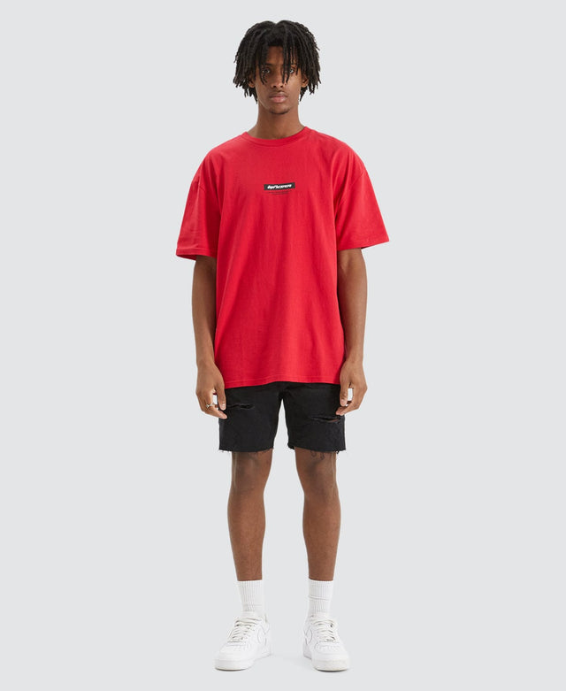 model wears Back off Box Fit T-Shirt Red T-Shirts Red - image 3