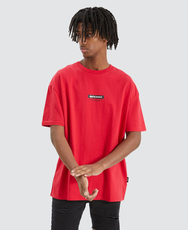 model wears Back off Box Fit T-Shirt Red T-Shirts Red - image 2