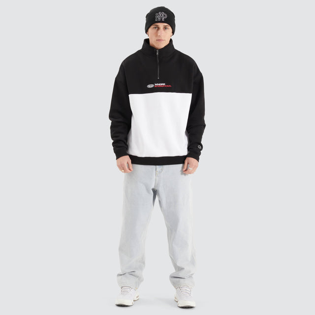 WNDRR Booster 1/4 Zip Sweat Black/ White