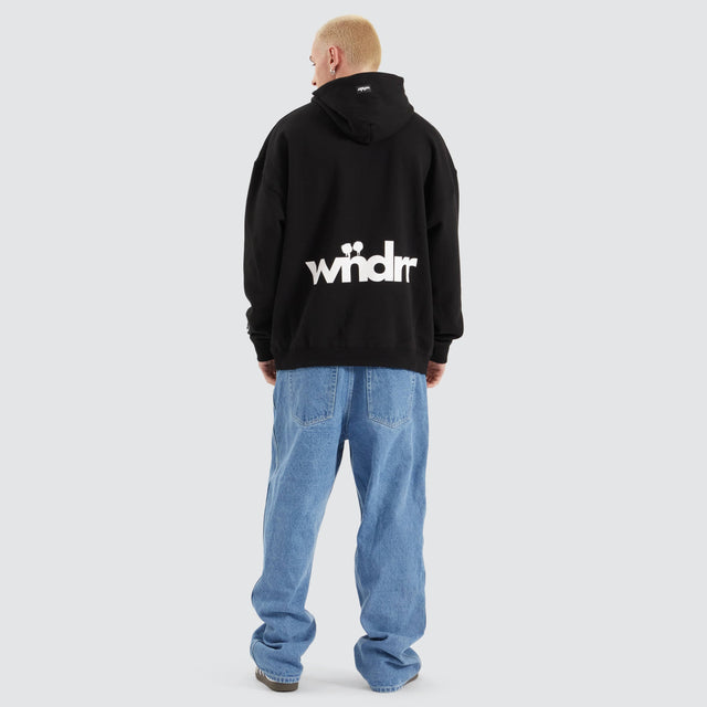 model wears Low Down Heavy Weight Hood Black Hoodies Black - image 5