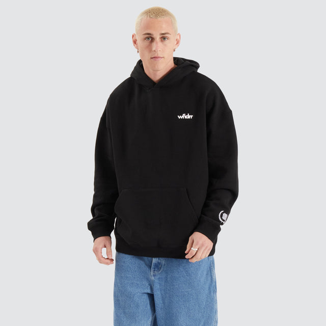 model wears Low Down Heavy Weight Hood Black Hoodies Black - image 1