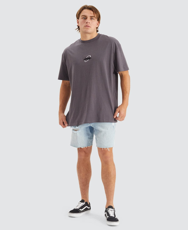 WNDRR SPACED OUT BOX FIT TEE - CHARCOAL GREY