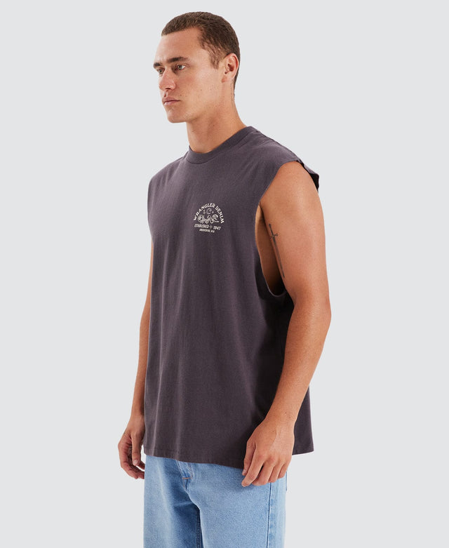 Wrangler Serpent Stamp Muscle Tee Slate Grey