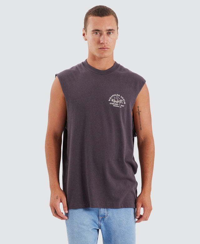 Wrangler Serpent Stamp Muscle Tee Slate Grey