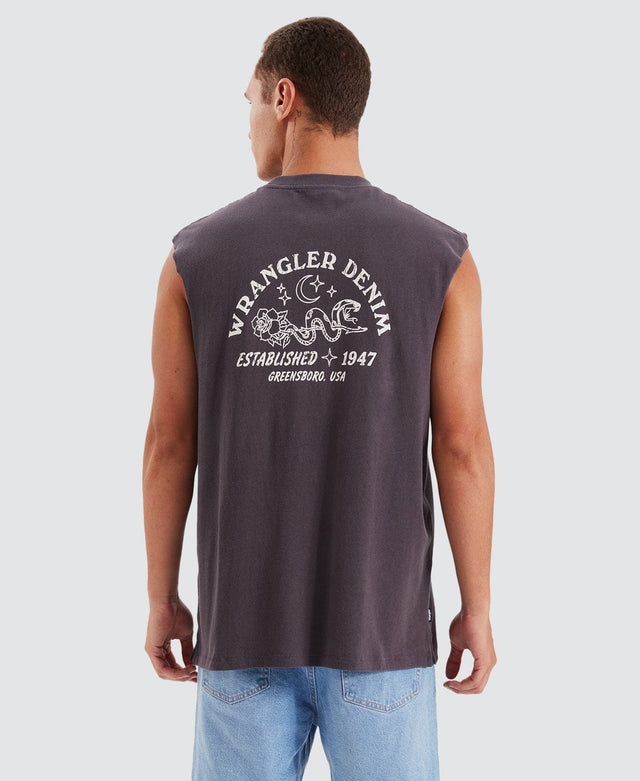 Wrangler Serpent Stamp Muscle Tee Slate Grey