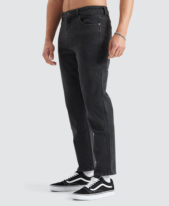 model wears Sid Straight Leg Smoke Stack Black Jeans Pants Black - image 5