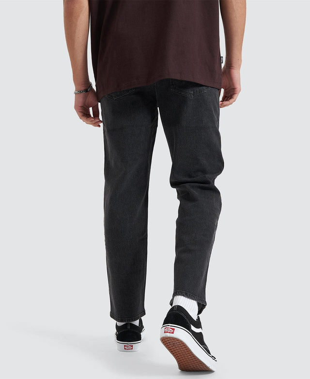 model wears Sid Straight Leg Smoke Stack Black Jeans Pants Black - image 6