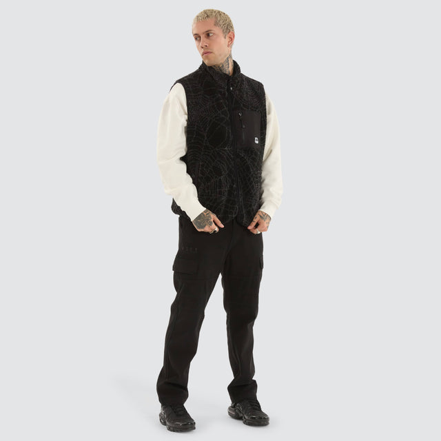model wears Cobweb Reversible Vest Black Vests Black - image 5
