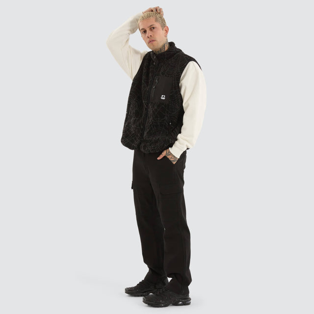 model wears Cobweb Reversible Vest Black Vests Black - image 3