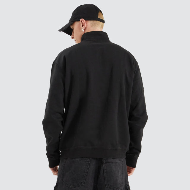 model wears Quarter Zip Crew Pigment Black Jumpers Black - image 3