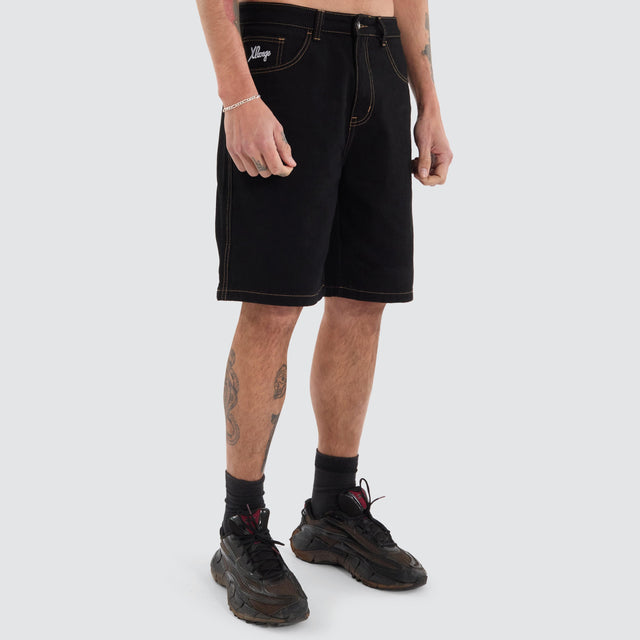 model wears XL Dice Bull Denim Jort Shorts Raw Black Shorts Black - image 6