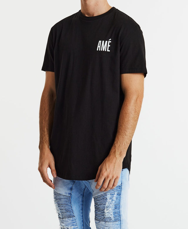 Americain Cris Dual Curved T-Shirt Jet Black