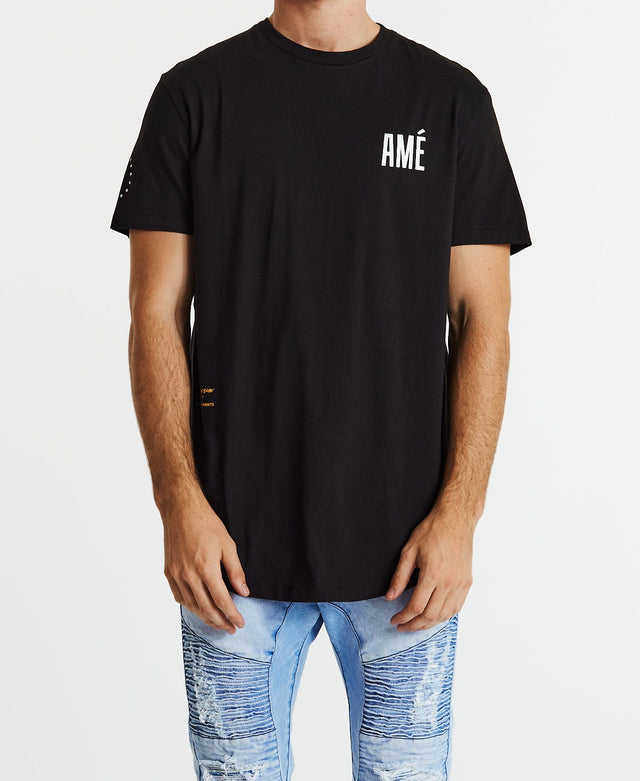 Americain Cris Dual Curved T-Shirt Jet Black
