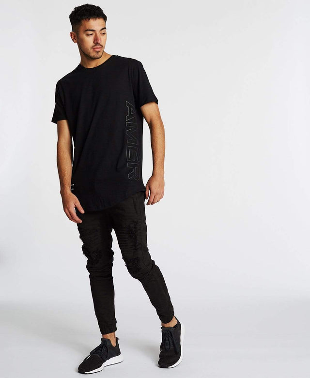 Americain Declaration Dual Curved T-Shirt Jet Black