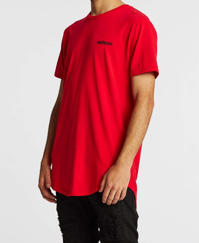 Americain Exchange Dual Curved T-Shirt Crimson Red