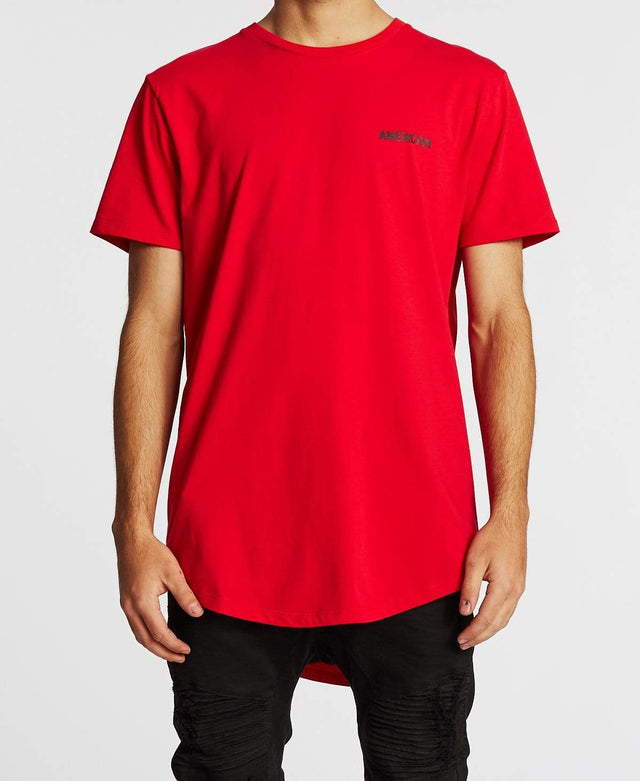 Americain Exchange Dual Curved T-Shirt Crimson Red