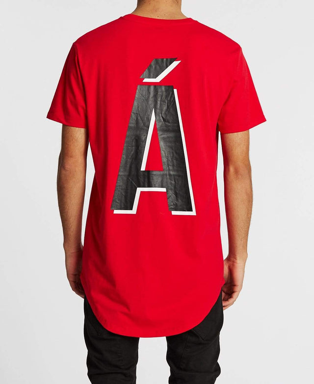 Americain Exchange Dual Curved T-Shirt Crimson Red
