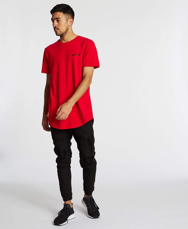 Americain Exchange Dual Curved T-Shirt Crimson Red