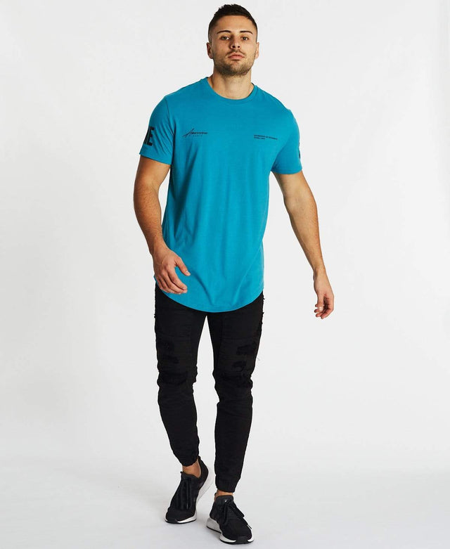 Americain Flou Dual Curved T-Shirt Pagoda Blue