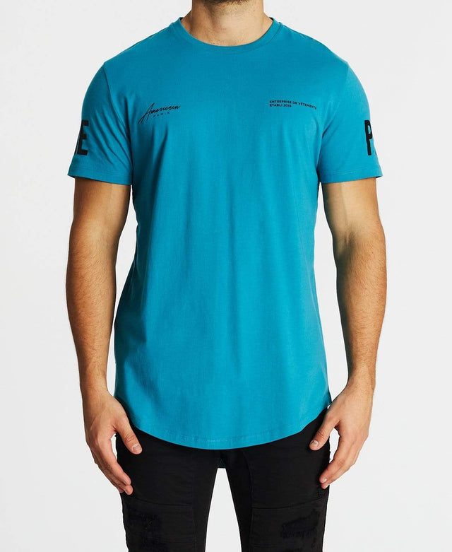 Americain Flou Dual Curved T-Shirt Pagoda Blue