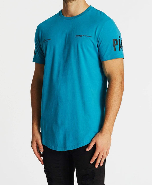 Americain Flou Dual Curved T-Shirt Pagoda Blue