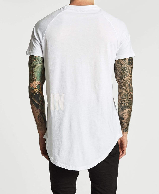 Americain Minuit Raglan Sleeve Curved Hem T-Shirt White