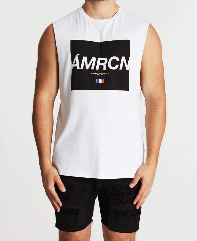 Americain Mondial Scoop Back Muscle Tee White