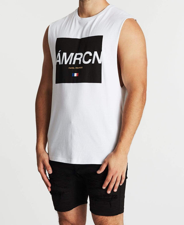Americain Mondial Scoop Back Muscle Tee White