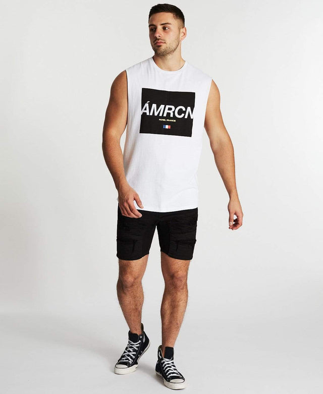 Americain Mondial Scoop Back Muscle Tee White