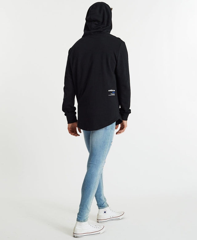 Americain Reverencieux Dual Curved Hoodie Jet Black