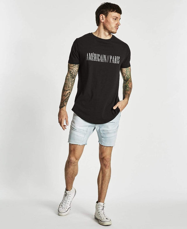 Americain Royaume Curved Hem T-Shirt Jet Black